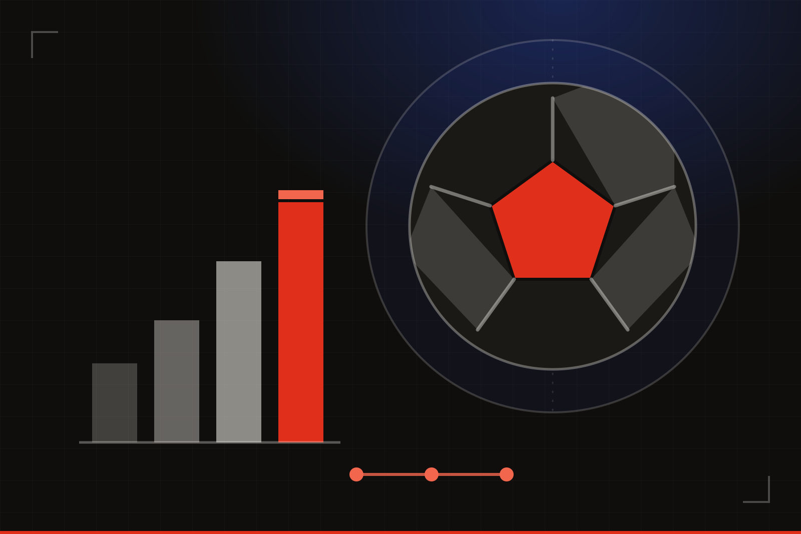 Illustration: a football with a red centre panel beside a rising earnings bar chart, with three linked nodes marking off-pitch holdings