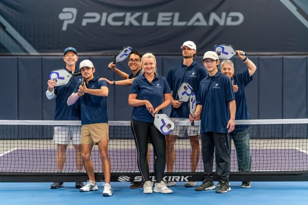 Players on the courts at Pickleland, Austin's premier pickleball facility in Pflugerville